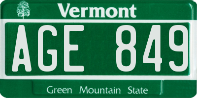 VT license plate AGE849