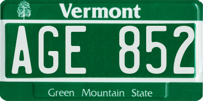 VT license plate AGE852