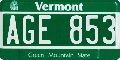 VT license plate AGE853