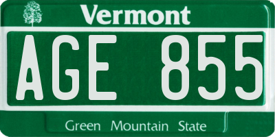 VT license plate AGE855