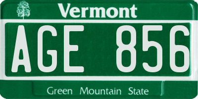 VT license plate AGE856