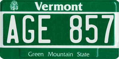 VT license plate AGE857