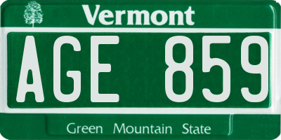 VT license plate AGE859