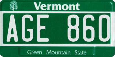 VT license plate AGE860
