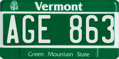 VT license plate AGE863