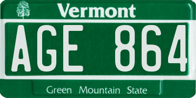 VT license plate AGE864