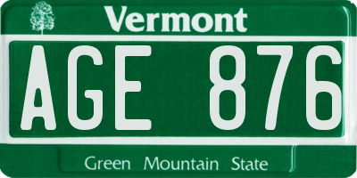 VT license plate AGE876