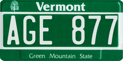 VT license plate AGE877
