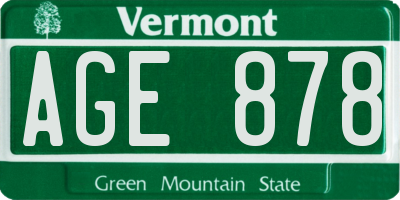VT license plate AGE878