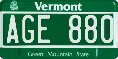 VT license plate AGE880
