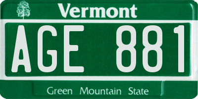 VT license plate AGE881