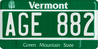 VT license plate AGE882