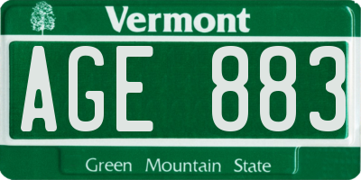 VT license plate AGE883