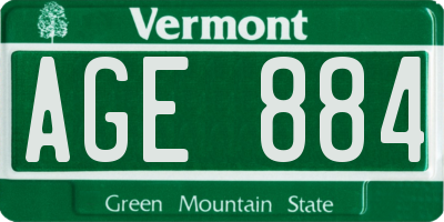 VT license plate AGE884