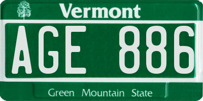 VT license plate AGE886
