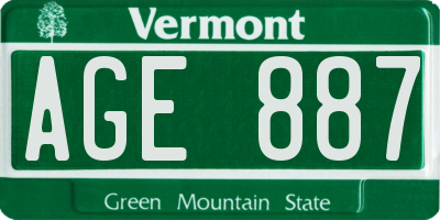 VT license plate AGE887