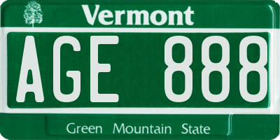 VT license plate AGE888