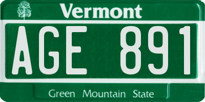 VT license plate AGE891