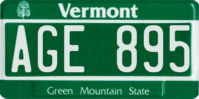 VT license plate AGE895