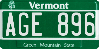 VT license plate AGE896