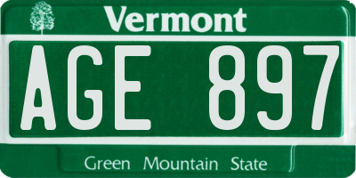 VT license plate AGE897