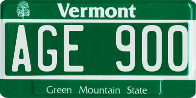 VT license plate AGE900