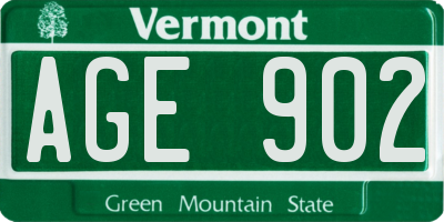 VT license plate AGE902