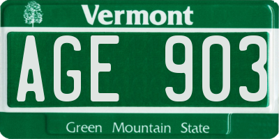 VT license plate AGE903