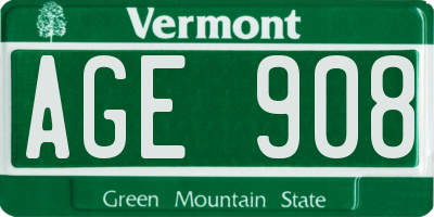 VT license plate AGE908