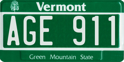 VT license plate AGE911