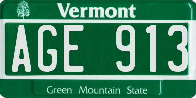VT license plate AGE913