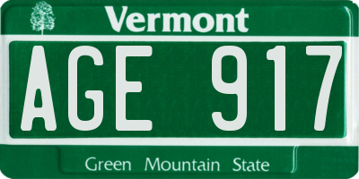 VT license plate AGE917