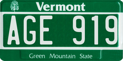 VT license plate AGE919
