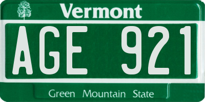 VT license plate AGE921