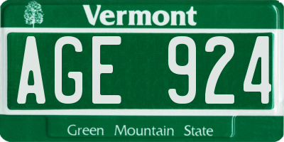 VT license plate AGE924