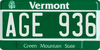 VT license plate AGE936