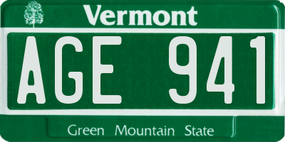 VT license plate AGE941