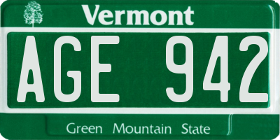 VT license plate AGE942