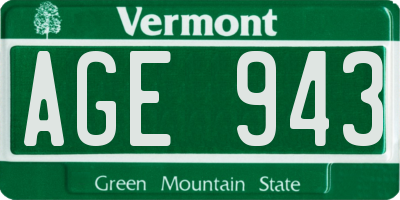 VT license plate AGE943