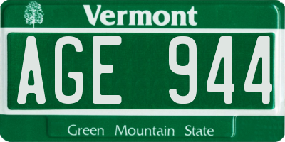 VT license plate AGE944