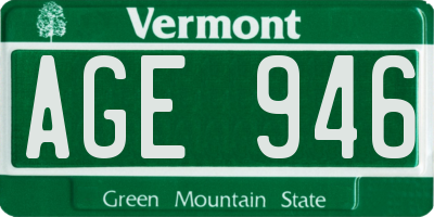 VT license plate AGE946