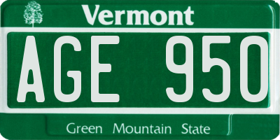 VT license plate AGE950