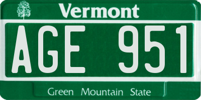VT license plate AGE951