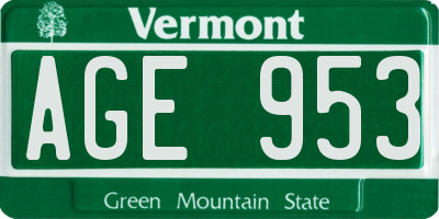 VT license plate AGE953
