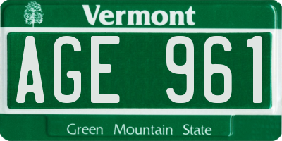 VT license plate AGE961