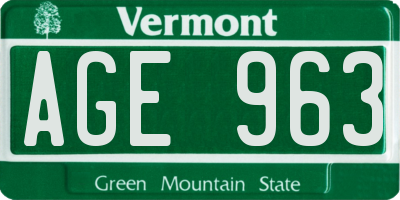 VT license plate AGE963