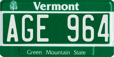 VT license plate AGE964