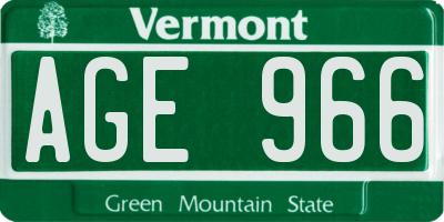 VT license plate AGE966
