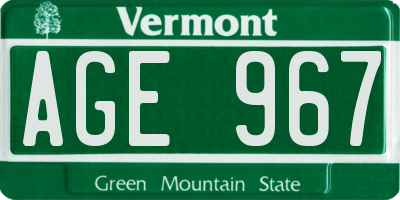 VT license plate AGE967