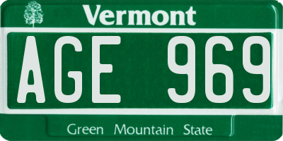 VT license plate AGE969